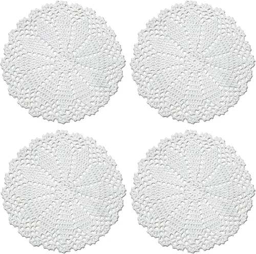 Vista 9 de Phantomon Juego de 4 manteles individuales de algodón hechos a mano de 7 pulgadas (beige)