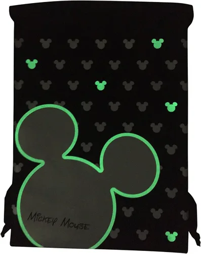 Vista 2 de Emerald Disney Mickey Mouse Glow in The Dark Mochila con cordón y libro de autógrafos con monedero juego de 3 plata auto de cabeza grande