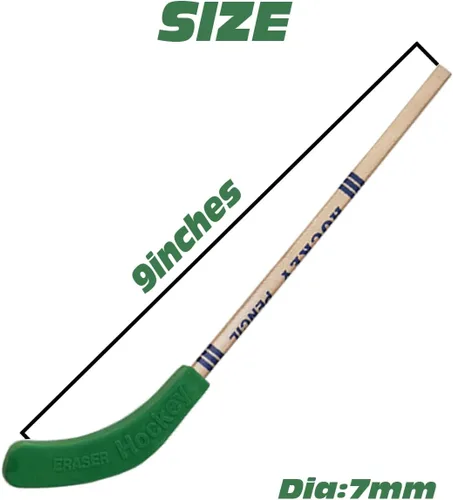 Vista 2 de TIHOOD 18 lápices de hockey y borradores – Suministros para fiestas temáticas de hockey de 9 pulgadas, divertidos lápices geniales para fanáticos