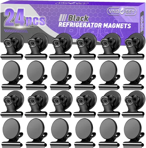 Vista 13 de VNDUEEY Paquete de 6 imanes para refrigerador, imanes para refrigerador, clips magnéticos negros, imanes para pizarra blanca, clips magnéticos