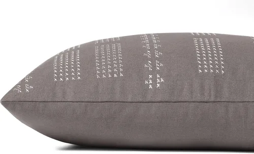 Vista 3 de Loloi Jean Stoffer x William Collection PJS0007 - Funda de almohada (13 x 21 pulgadas), color gris