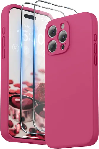 Vista 11 de SURPHY Funda diseñada para iPhone 15 Pro Max con protector de pantalla y cordón, correa de teléfono y funda de silicona líquida para teléfono