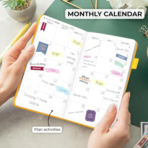 Vista 4 de Clever Fox Agenda de bolsillo semanal – Agenda mensual sin fecha y calendario, mini planificador perfecto para bolso, 3.7 x 6.7 pulgadas