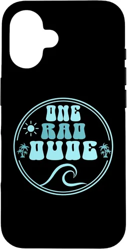 Vista 32 de One Rad Dude 1st Birthday Surf Beach Groovy Case for iPhone 17