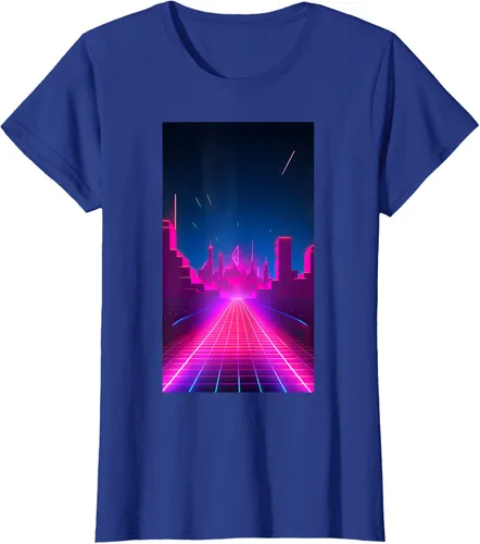 Vista 7 de Camiseta Retrowave Street 80s Vaporwave Synthwave, Negro -, Pequeña