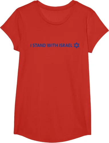 Vista 38 de I Stand With Israel Camiseta de la estrella judía de David de la bandera israelí, Blanco