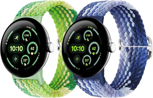 Vista 33 de Correas trenzadas Solo Loop compatibles con Google Pixel Watch 4, 3, 2, 1 de 1.61 pulgadas/1.77 pulgadas, correas elásticas ajustables de nailon