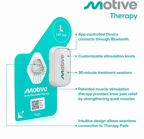 Vista 5 de Motive Dispositivo de alivio del dolor de rodilla NMES aprobado por la FDA para fortalecimiento de cuádriceps, máquina de terapia de rodilla