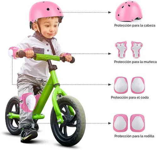 Vista 6 de DaCool Juego de casco de bicicleta para niños, rodilleras para patineta, coderas, muñequeras ajustables para niños de 3 a 10 años