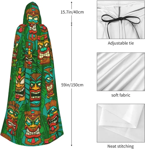 Vista 5 de Tiki Idols and Palm Leaves Halloween Mago Witch Sudadera con capucha capa de Navidad cosplay para adultos
