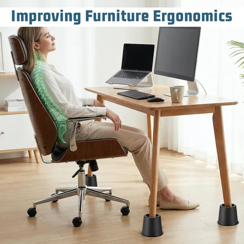 Vista 6 de Paquete de 9 elevadores de cama resistentes de 4 pulgadas, juego de 9 elevadores de muebles para cama, sofá y escritorio, capacidad de 1500 libras