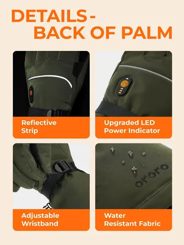 Vista 3 de ORORO Guantes térmicos para mujeres y hombres, guantes de motocicleta con calefacción recargable, guantes de batería para esquí y artritis