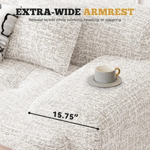 Vista 4 de Sofá seccional modular moderno en forma de L de 122", sofás sin armazón para sala de estar con otomana, juego de sofá nube de chenilla convertible