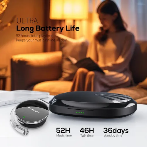 Vista 2 de Auriculares Bluetooth de oreja abierta con ganchos para colocar sobre la oreja, auriculares inalámbricos Bluetooth 5.4, tiempo de reproducción de 52