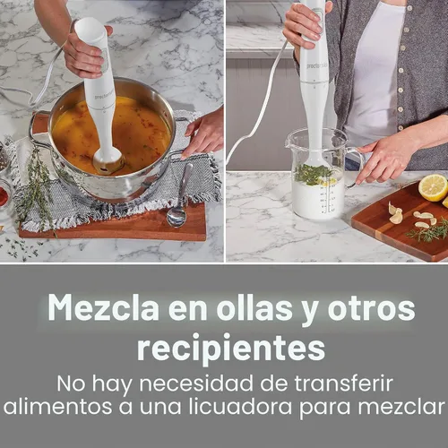 Vista 3 de Proctor Silex Batidora eléctrica de inmersión con batidora de mano desmontable apta para lavavajillas, 2 velocidades, 150 vatios, color blanco