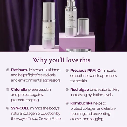 Vista 3 de PRAI Beauty Platinum Serum and Creme Duo - Suero facial profundamente hidratante, antienvejecimiento y crema facial - Platino rico en antioxidantes