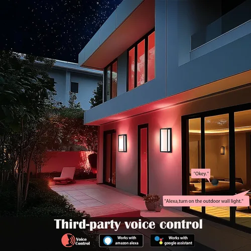 Vista 6 de iYogaled Luminarias de pared LED inteligentes, paquete de 1 apliques de pared RGB con cambio de color para exteriores, accesorios de iluminación