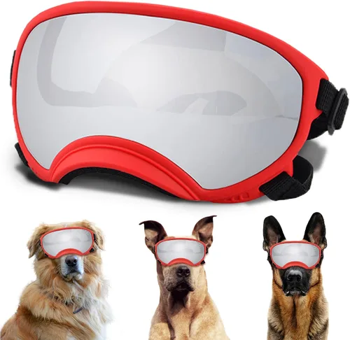 Vista 18 de Gafas de sol para perros medianos con correa ajustable, protección UV, gafas de sol para cachorros a prueba de viento, adecuadas para mascotas
