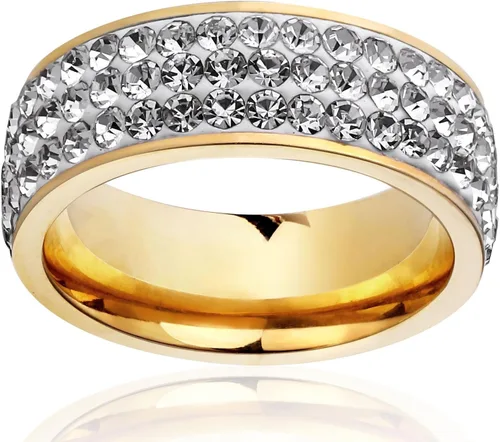 Vista 3 de VNOX Women Stainless Steel Eternity Ring CZ Cubic Zirconia Circle Round,Gold Plated,7mm Width
