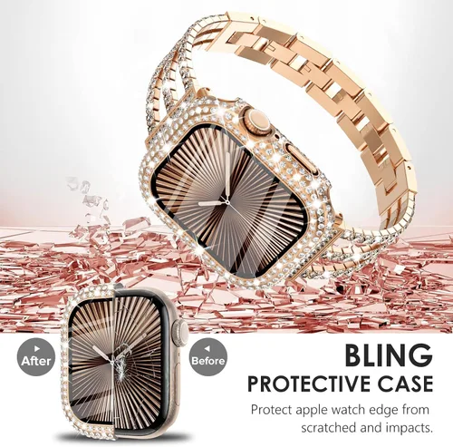 Vista 231 de Surace Bling - Carcasa con protector de pantalla para Apple Watch Series 3, 2, 1 de 1.496 pulgadas