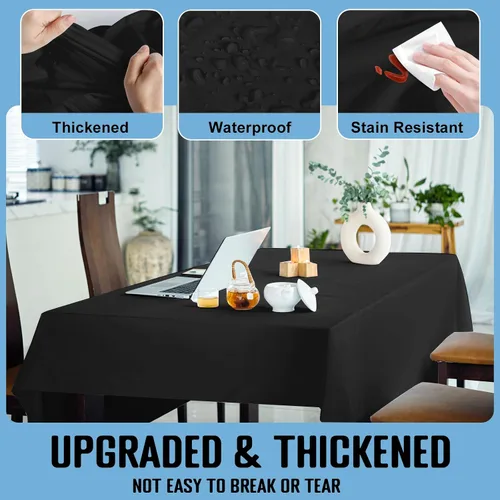 Vista 3 de Mantel Desechable 10-Pack 54x108 Pulgadas, Manteles Decorativos Impermeables de Plástico Rectangular para Mesa, para Fiestas de Vacaciones, Bodas