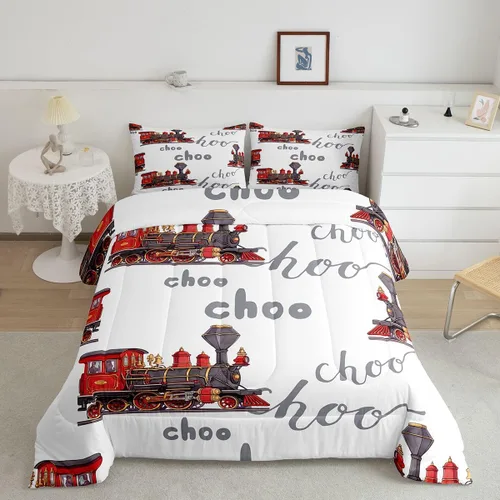 Vista 47 de Feelyou Juego de ropa de cama con estampado de aviones para niños y niñas, juego de funda de edredón de microfibra estilo boceto azul y blanco