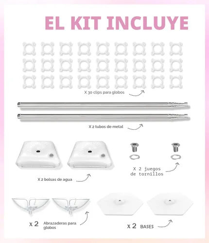 Vista 2 de Kit de Soporte de Columna de Globos de Metal Resistente YALLOVE, Juego de 2, Soporte de Torre de Globos Ajustable de 80 Pulgadas de Altura