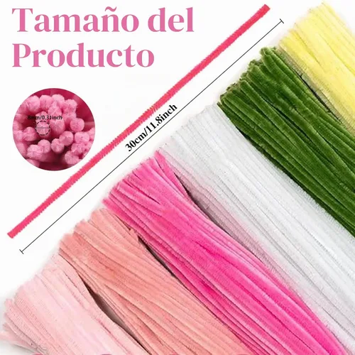 Vista 3 de Limpiapipas rosas para hacer flores, 500 tallos de chenilla esponjosos Esquema de color de flores rosadas