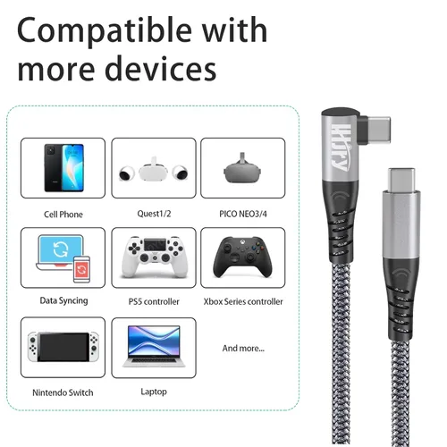 Vista 7 de LHJRY Cable de enlace de 20 pies compatible con Quest2Quest ProPico 4 accesorios, PCSteam VR, cable de transferencia de datos de alta velocidad