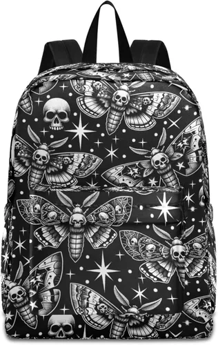 Vista 26 de MNSRUU Mochila para estudiantes para la escuela, Halloween, mochila luminosa de murciélagos para laptop, mochila estética para niñas, niños, mochila