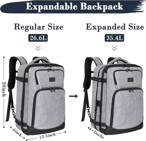 Vista 5 de MATEIN Paquete de mochila de transporte y mochila de viaje para hombre extra grande resistente al agua ligera para vuelo de 40 L color negro