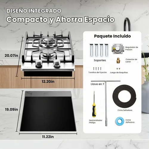 Vista 2 de Estufa de gas integrada de 12 pulgadas para caravanas, cocina al aire libre