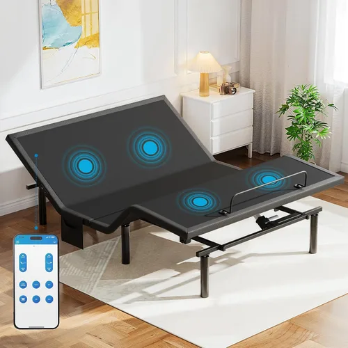 Vista 9 de Pipishell - Somier ajustable individual XL con masaje, base de cama eléctrica con inclinación de la cabecera y las patas, puertos USB-A y USB-C