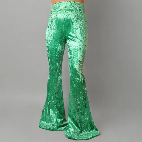 Vista 113 de ShopMyTrend - Pantalones de yoga largos con piernas anchas y acampanadas estilo palazzo, con cintura alta, para mujer
