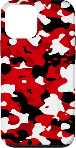 Vista 16 de iPhone 16 Negro + Blanco + Rojo Camuflaje Patrón Funda
