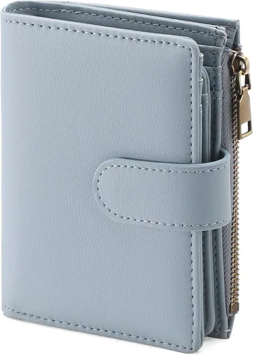 Vista 10 de GAEKEAO Cartera pequeña de cuero vegano con bloqueo RFID plegable para mujer, tarjetero compacto con bolsillo con cremallera y ventana