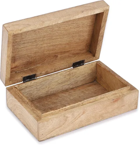 Vista 5 de Ajuny Caja de almacenamiento decorativa de madera tallada a mano para joyas, caja de arte, organizador de almacenamiento con diseño de cruz blanca