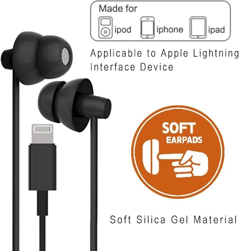 Vista 2 de MAXROCK Auriculares para dormir con cable Lightning Auriculares de dormir con cable para iPhone 14/13/12/11/10/9/8/XMax/7
