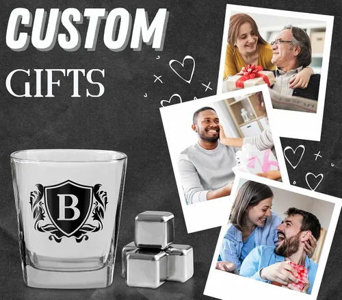 Vista 7 de Regalos de whisky para hombres, vaso de whisky con inicial personalizada con piedras de whisky para papá, novio, mejores amigos, compañeros