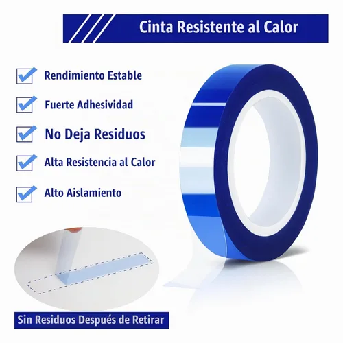Vista 3 de MEBMIK 2 rollos de 10 mm x 16 m (52 pies) Cinta térmica azul de alta temperatura, cinta resistente al calor, cinta de transferencia de calor