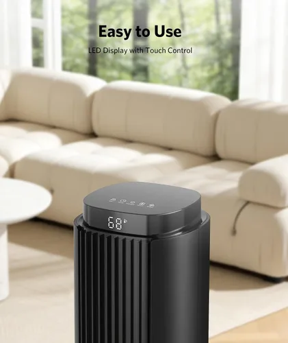 Vista 5 de Ventilador de torre de 36 pulgadas para dormitorio, velocidad de 23 pies/s, ventiladores oscilantes de pie para habitación con 6 velocidades, 4