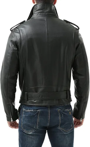 Vista 4 de BGSD Chaqueta clásica de cuero de vaca para hombre (también disponible en tallas grandes y altas)