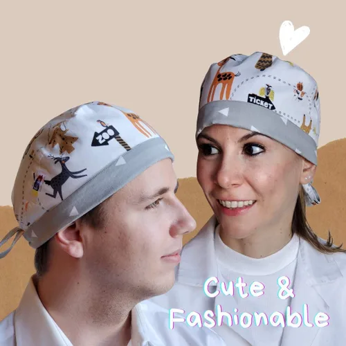 Vista 2 de Meliza Gorra de trabajo hecha de 100 % algodón, ajustable, sombrero de amarre para mujeres y hombres