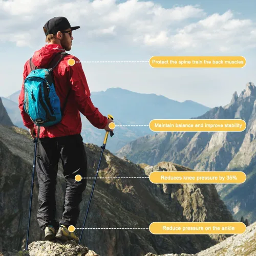 Vista 6 de HUINING Bastones de senderismo plegables telescópicos, bastones de senderismo nórdicos para mujeres y hombres, bastones de trekking, bastones