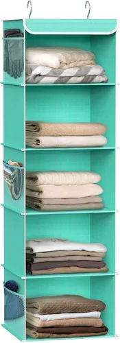 Vista 13 de Simple Houseware Organizador de armario colgante de 5 estantes, color negro