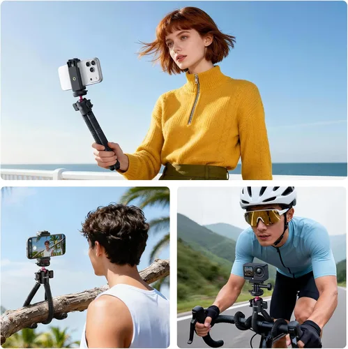 Vista 4 de ULANZI MT-91 - Trípode flexible de pulpo para teléfono, GoPro y cámara, mini trípode 3 en 1 con control remoto Bluetooth, liberación rápida CKA