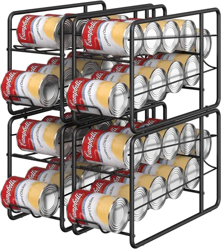 Vista 6 de MOOACE Paquete de 4 Estantes Dispensadores de Latas, Organizador Soporte Apilable de Almacenamiento de Latas para Alimentos Enlatados Gabinete