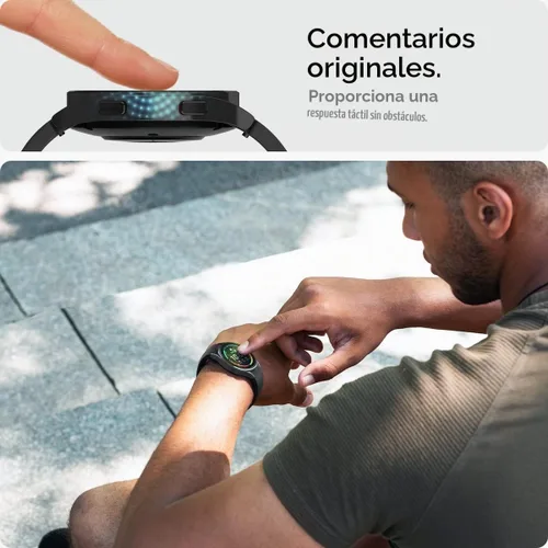 Vista 5 de Spigen Protector de pantalla de vidrio templado [GlasTR EZ FIT] diseñado para Galaxy Watch FE / 5/4 (1.575 in) - Paquete de 2