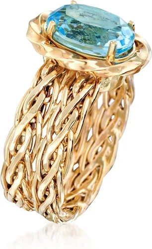 Vista 3 de Ross-Simons 4.20 Carat Sky Blue Topaz Woven Ring in 14kt Yellow Gold