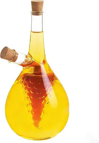Vista 2 de ELETON Almacenamiento de cocina Herramientas de cocina Botella de vidrio de aceite y vinagre, tapones de caño doble vertedor de uva Vinagre